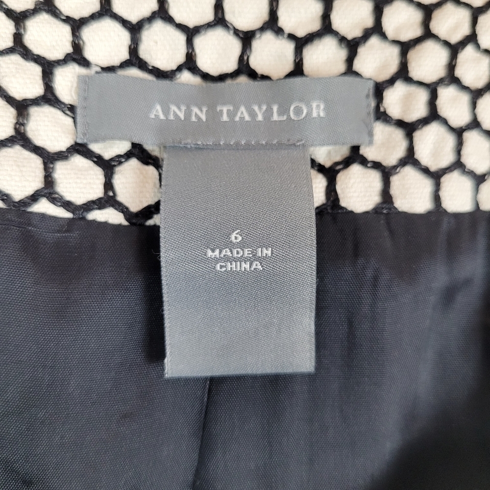 Ann Taylor black and white honeycomb cropped peacoat - Picture 2 of 7